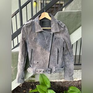 BLANK NYC SUEDE MOTO JACKET LEATHER JACKET GREY SIZE SMALL